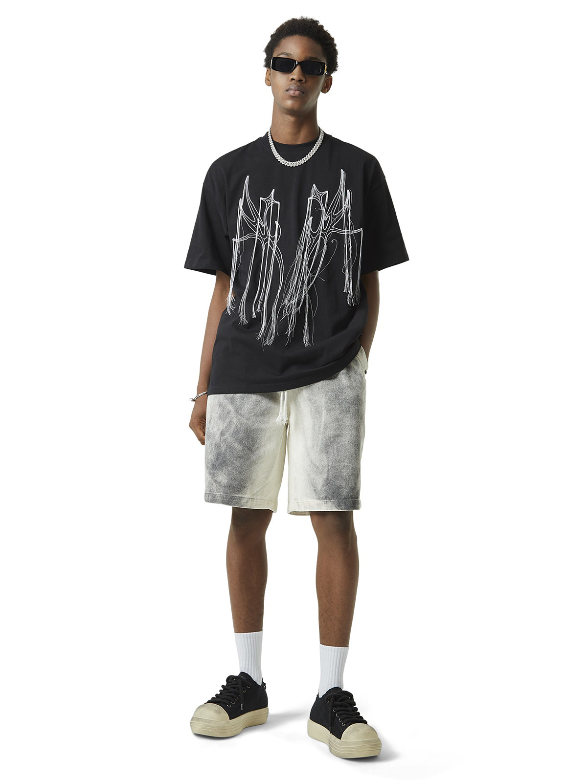 Sneakerhill Spray-painted Woodcut Hip-Hop Shorts SP240604MKNL