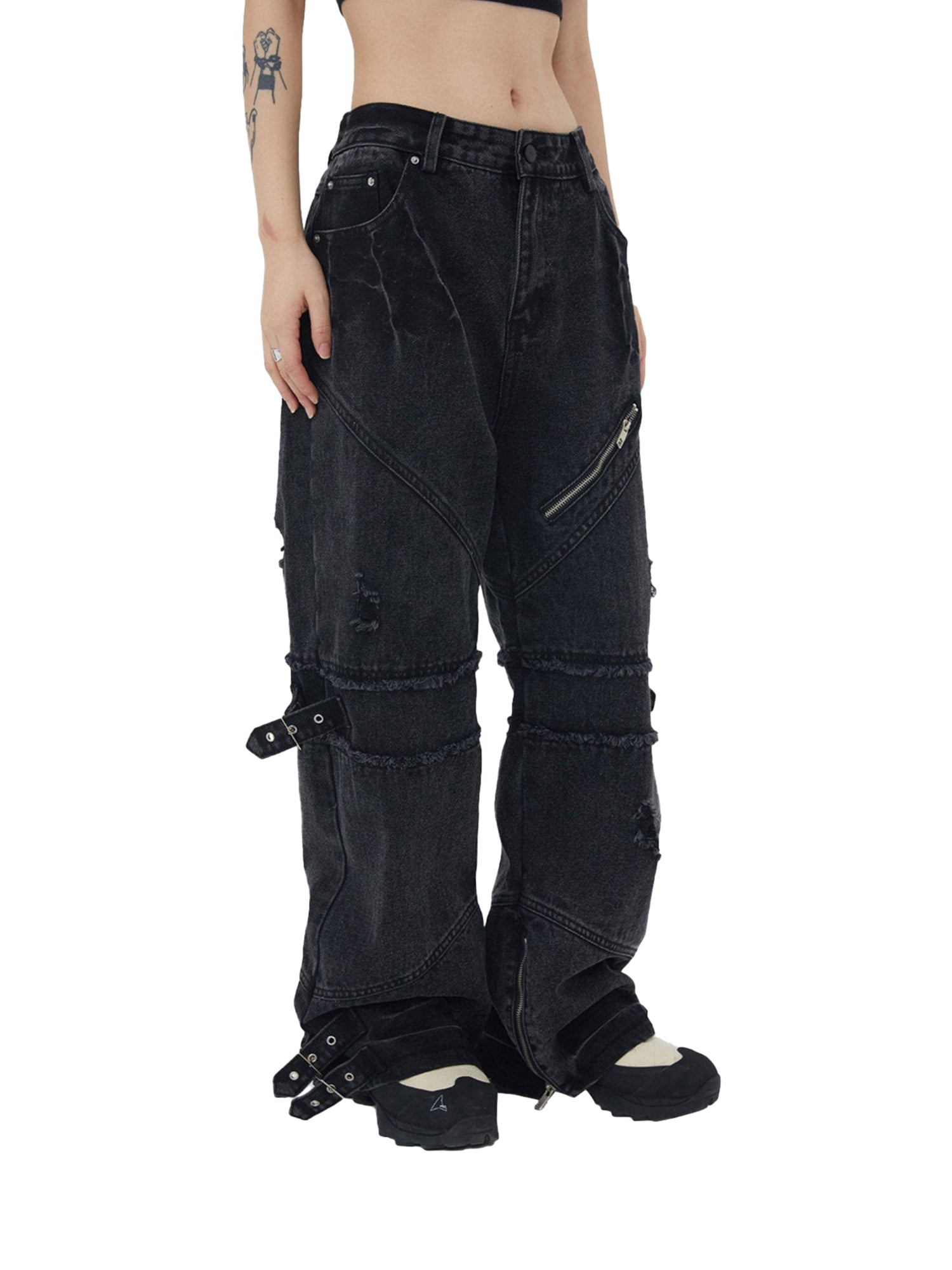 Hip-hop Retro Wash Old Punk Denim Pants-1456 SP221219SI04