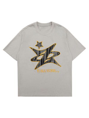 Sneakerhill Leather Studded Creative Star Street Rap T-shirt SP240603G5E0