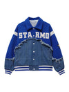 Sneakerhill High Street Denim Fabric Splicing Baseball Jacket -1445 SP221110E3WS