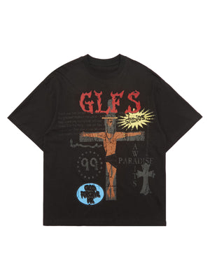 Sneakerhill Funny Jesus Graffiti Street Rap T-shirt SP240603NKBA