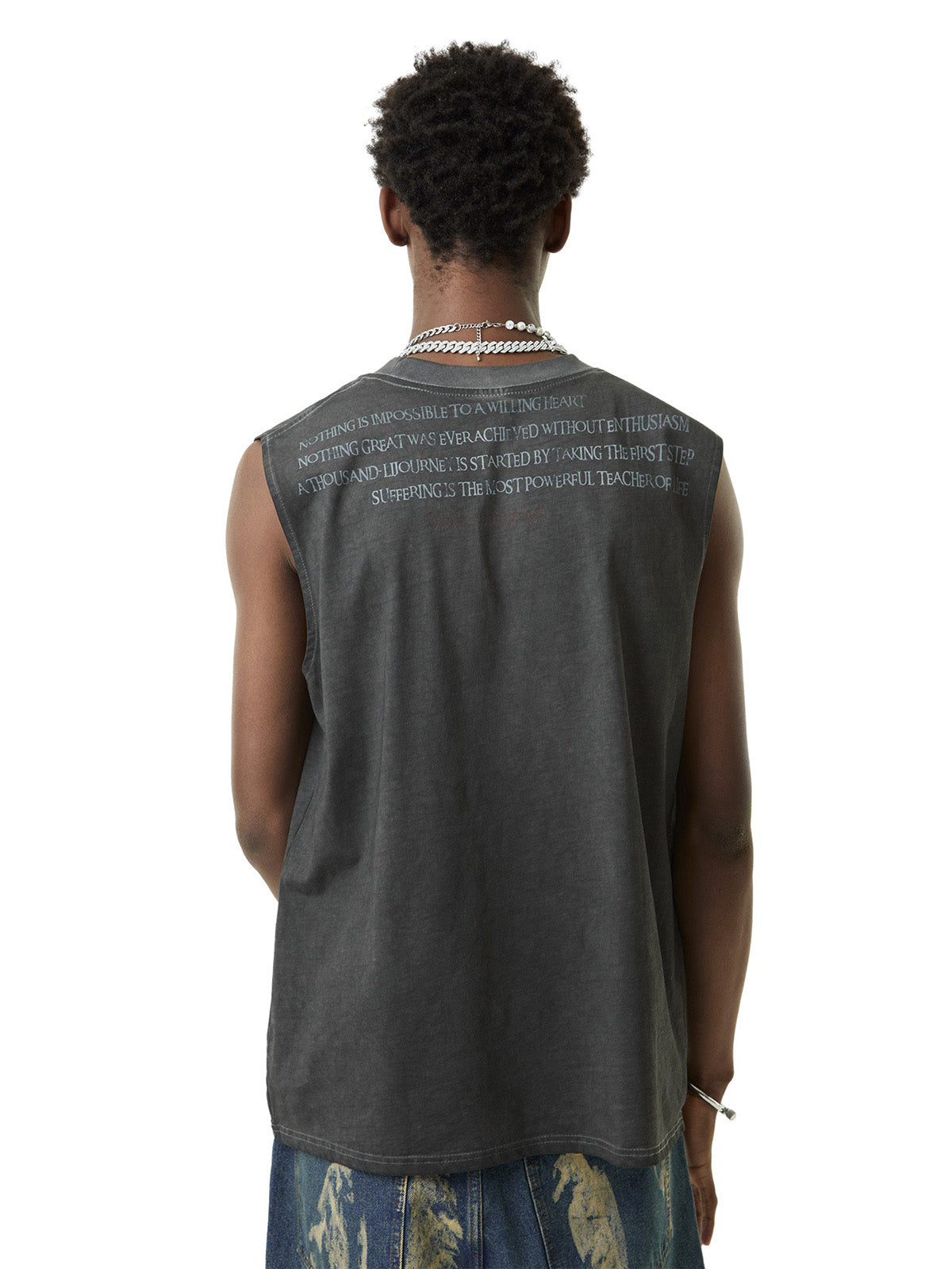 Sneakerhill Heavy Worker Washed And Broken Retro Font VEST SP240605VSRC