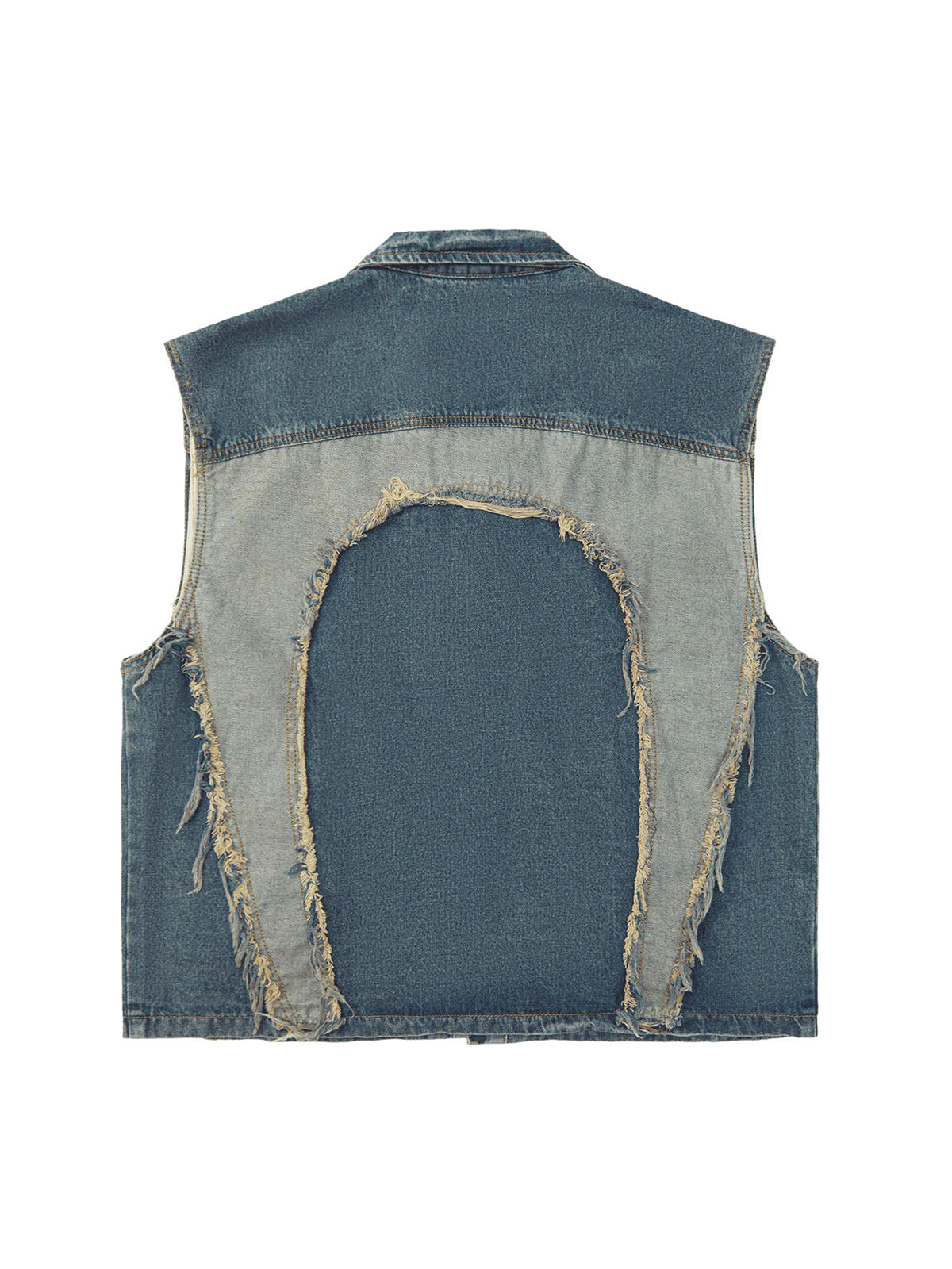 Sneakerhill Contrast Denim Heart Stitching Street Rap Vest - 2062 SP2406050Q73