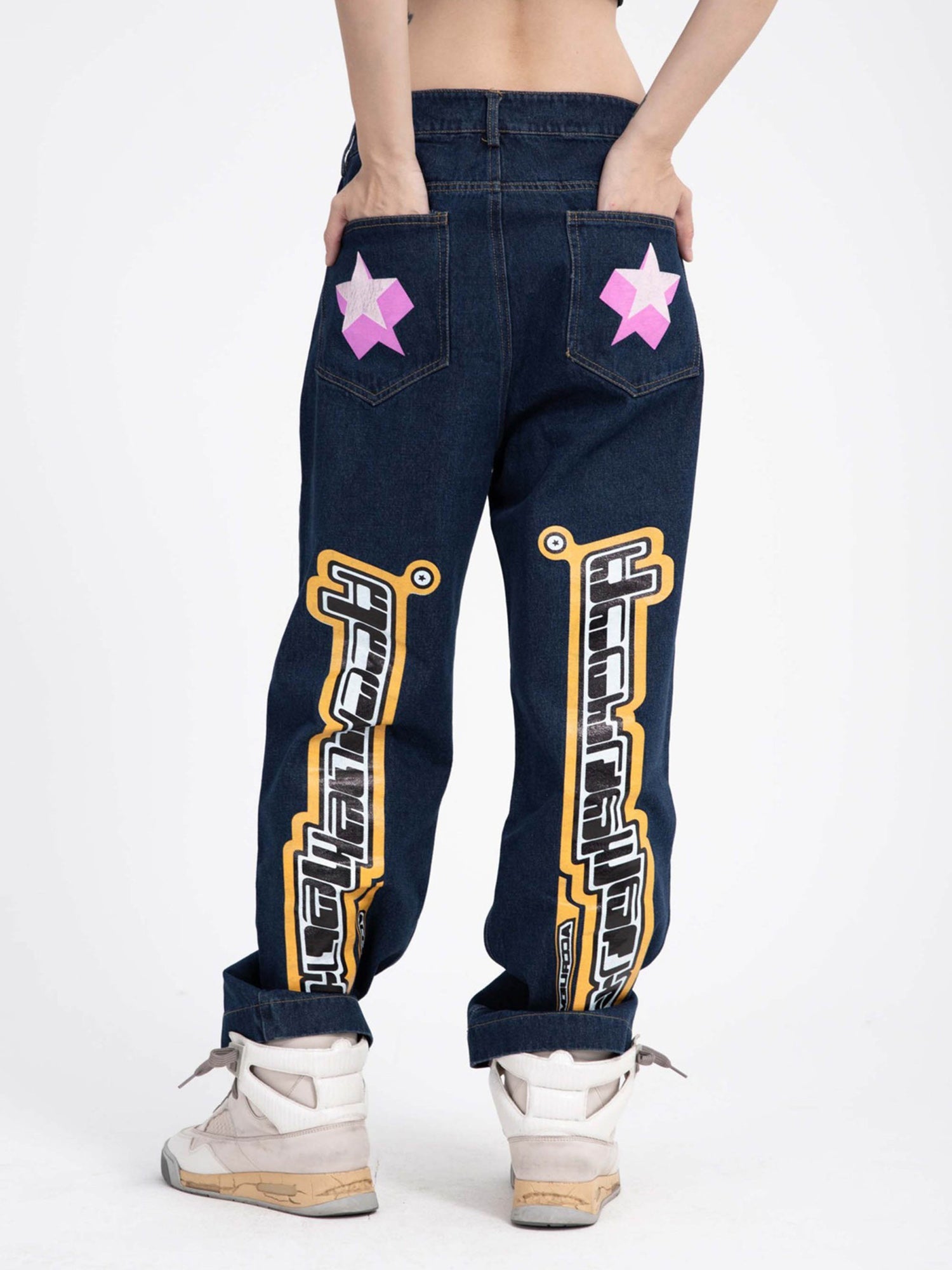 Sneakerhill Star Letter Print Jeans - 1594 SP230320TSM7