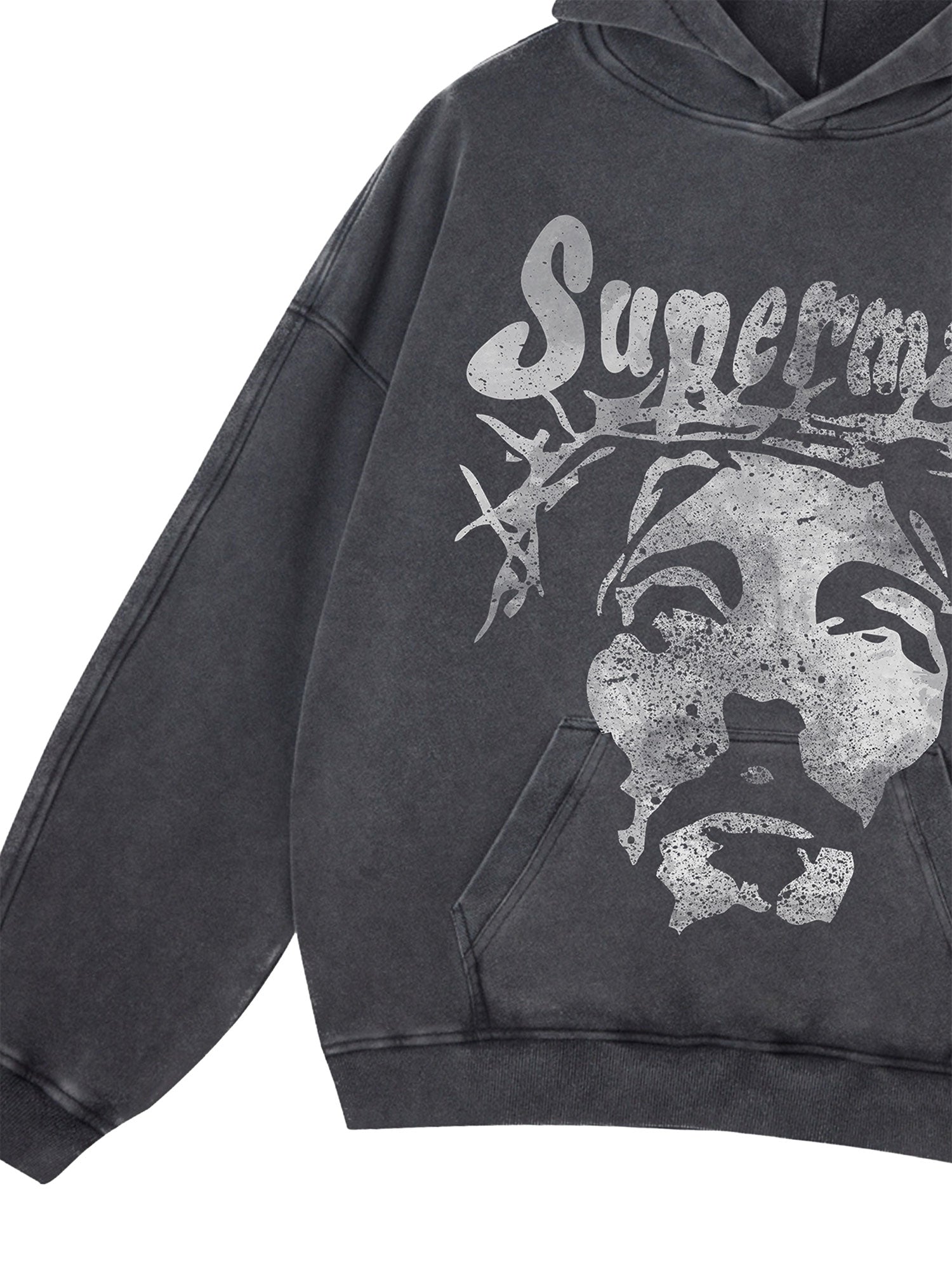 Sneakerhill Heavy Duty Washed Jesus Graphic Hoodie - 1973