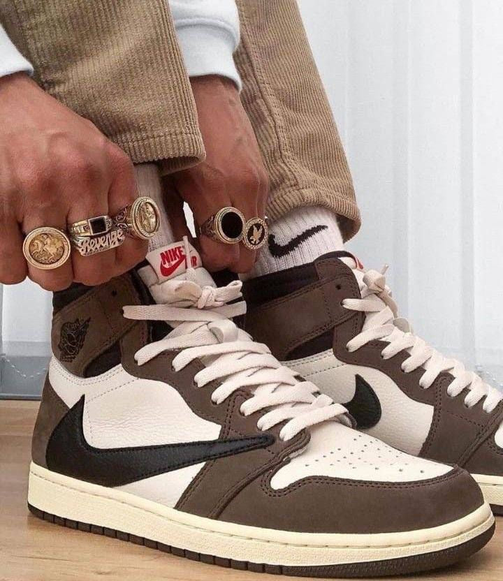 Custom Brown T-Scott x Fragment x Air Jordan 1 High Q ( Customs And Box ), Jordan 1 Sneakers Active CACTUS JACK sneakeronline