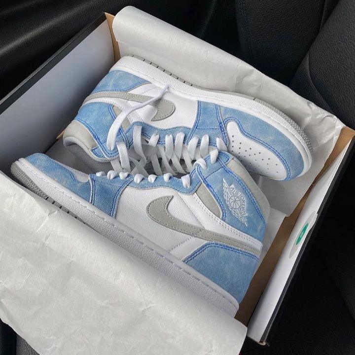 Custom Blue White Jordan 1 High Q ( Customs And Box ), Jordan 1 Sneakers Active sneakeronline