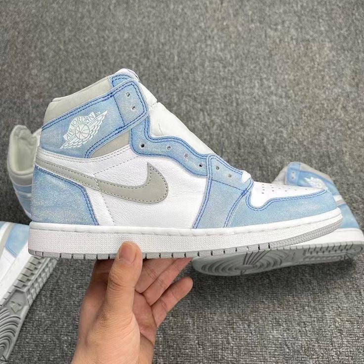 Custom Blue White Jordan 1 High Q ( Customs And Box ), Jordan 1 Sneakers Active sneakeronline