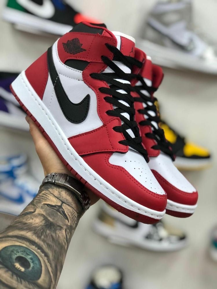 Custom RED Black White Jordan 1 CHICAGO High Q AJ1 UNISEX ( Customs And Box ), Jordan 1 Sneakers FREE SHIPPING WITH FEDEX - sneakerlandnet