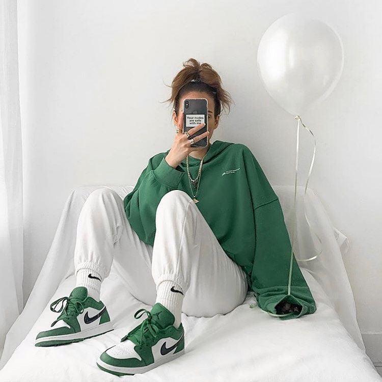 Custom GREEN Jordan 1 High Q ( Customs And Box ), Jordan 1 Sneakers Active sneakeronline