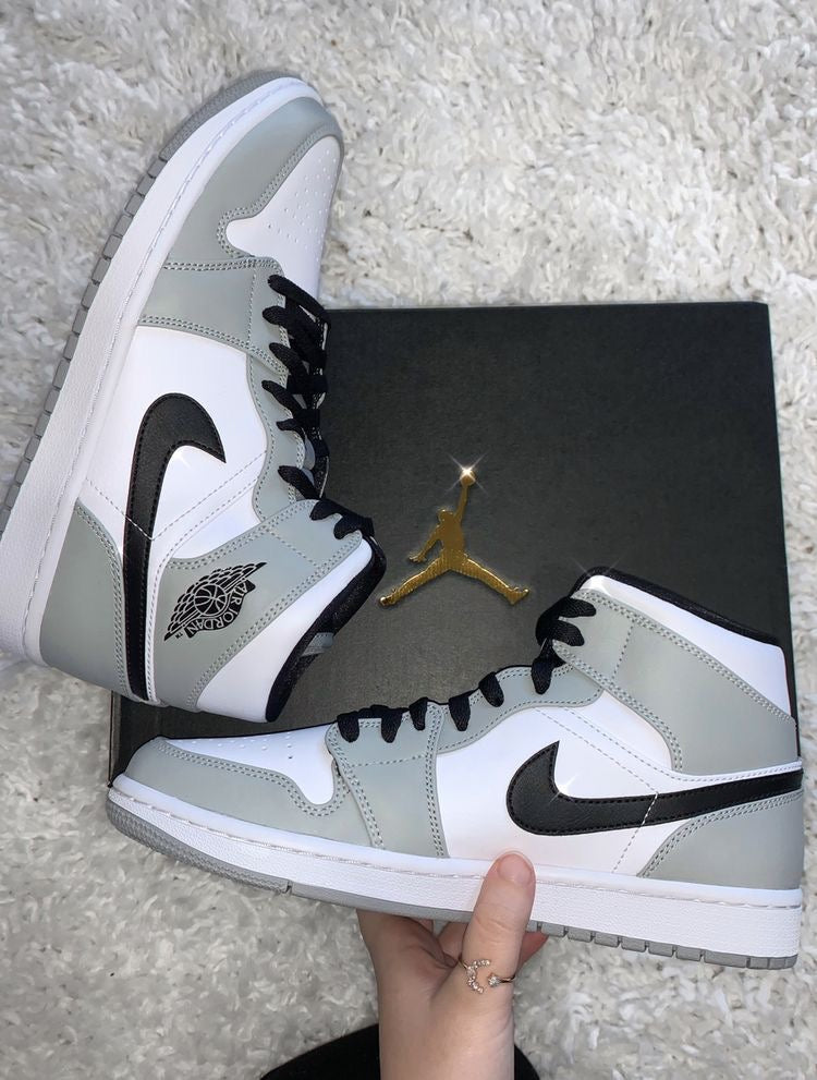 Custom Jordan 1 Mid Light Smoke Grey High Q blackoriginal