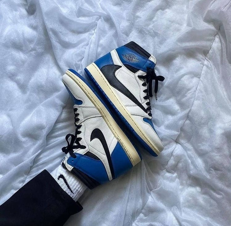 Custom Blue T-Scott x Fragment x Air Jordan 1 High Q ( Customs And Box ), Jordan 1 Sneakers Active - sneakerlandnet