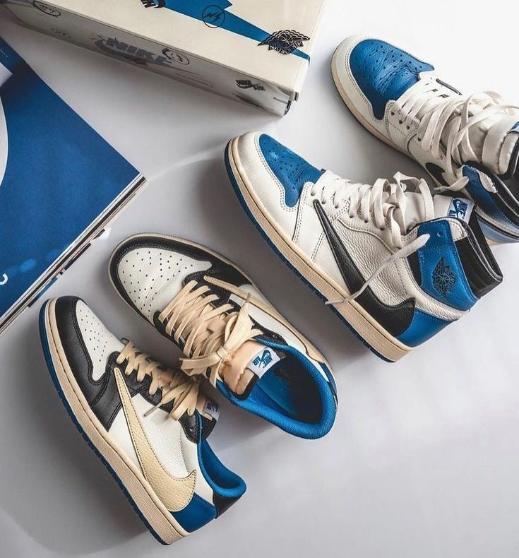 Custom Blue T-Scott x Fragment x Air Jordan 1 High Q ( Customs And Box ), Jordan 1 Sneakers Active - sneakerlandnet