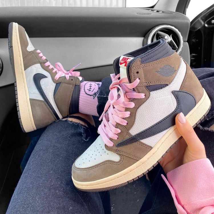 Custom Brown T-Scott x Fragment x Air Jordan 1 High Q ( Customs And Box ), Jordan 1 Sneakers Active CACTUS JACK sneakeronline