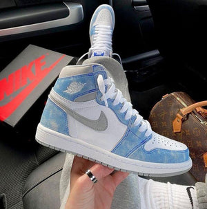 Custom Blue White Jordan 1 High Q ( Customs And Box ), Jordan 1 Sneakers Active sneakeronline