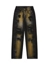 Sneakerhill Hip-hop Washed Distressed Loose Spray-dyed Jeans SP24030112FU