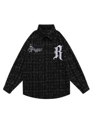 Sneakerhill Embroidered Plaid Shirt Jacket - 2144 SP22020814W9