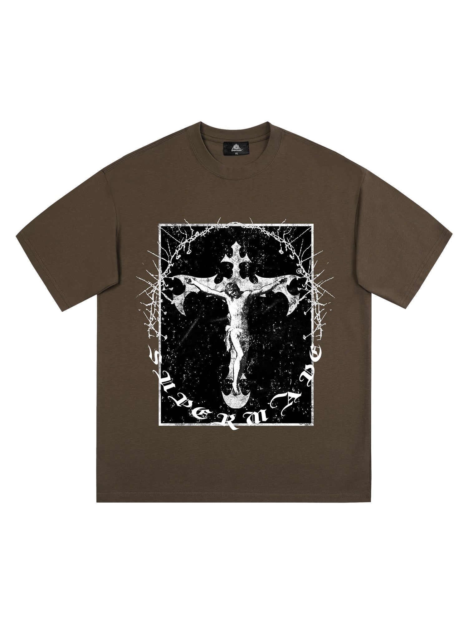 Sneakerhill Retro Street Jesus Cross Print T-Shirt SP240308MRRM