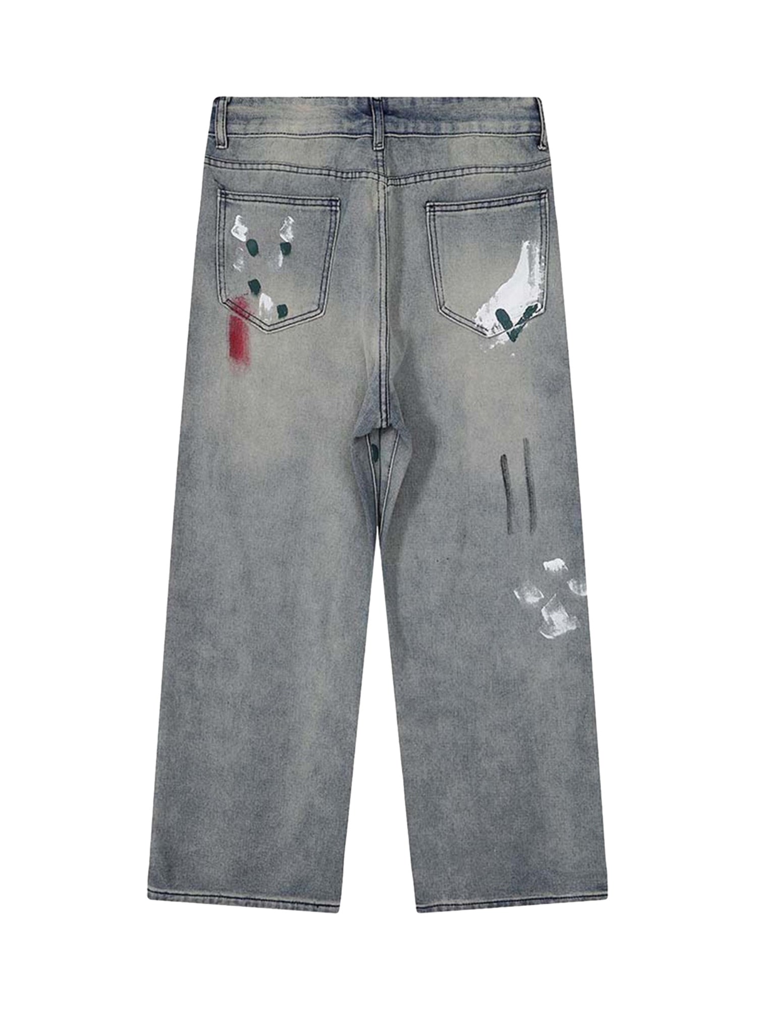 Sneakerhill Vintage Ink Splash Washed And Distressed Jeans SP2309181D2P