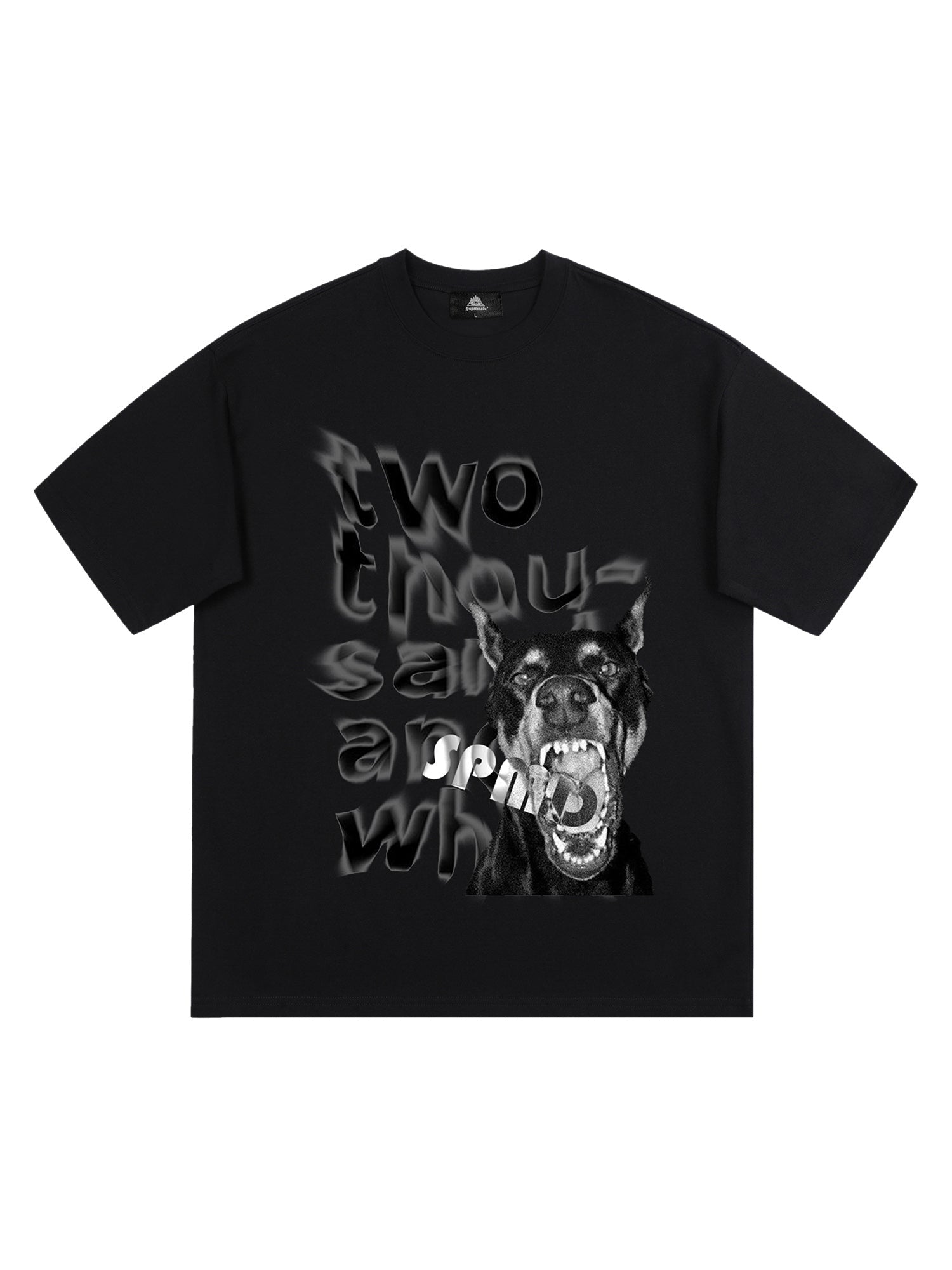 Sneakerhill Fun Graffiti Letters Doberman Dog Print T-shirt SP2403018WEY