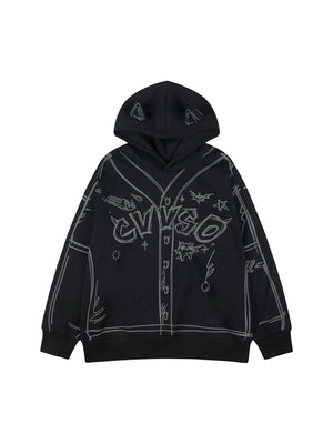 Sneakerhill Hand-painted Graffiti Hoodie And Fleece Hoodie