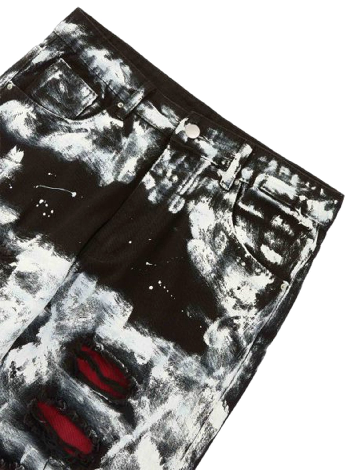 High Street Ripped Graffiti Contrasting Jeans - 1995 - sneakerhillcom