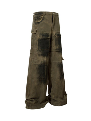 Heavy-duty Spray-painted Distressed Denim Overalls - 2106 - sneakerhillcom