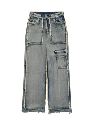 Sneakerhill High Street Washed And Distressed Raw Edge Jeans - 2068 SP2310276LW9