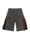 Street Side Double Zipper Design Denim Shorts - 2103 SP2403291FIG