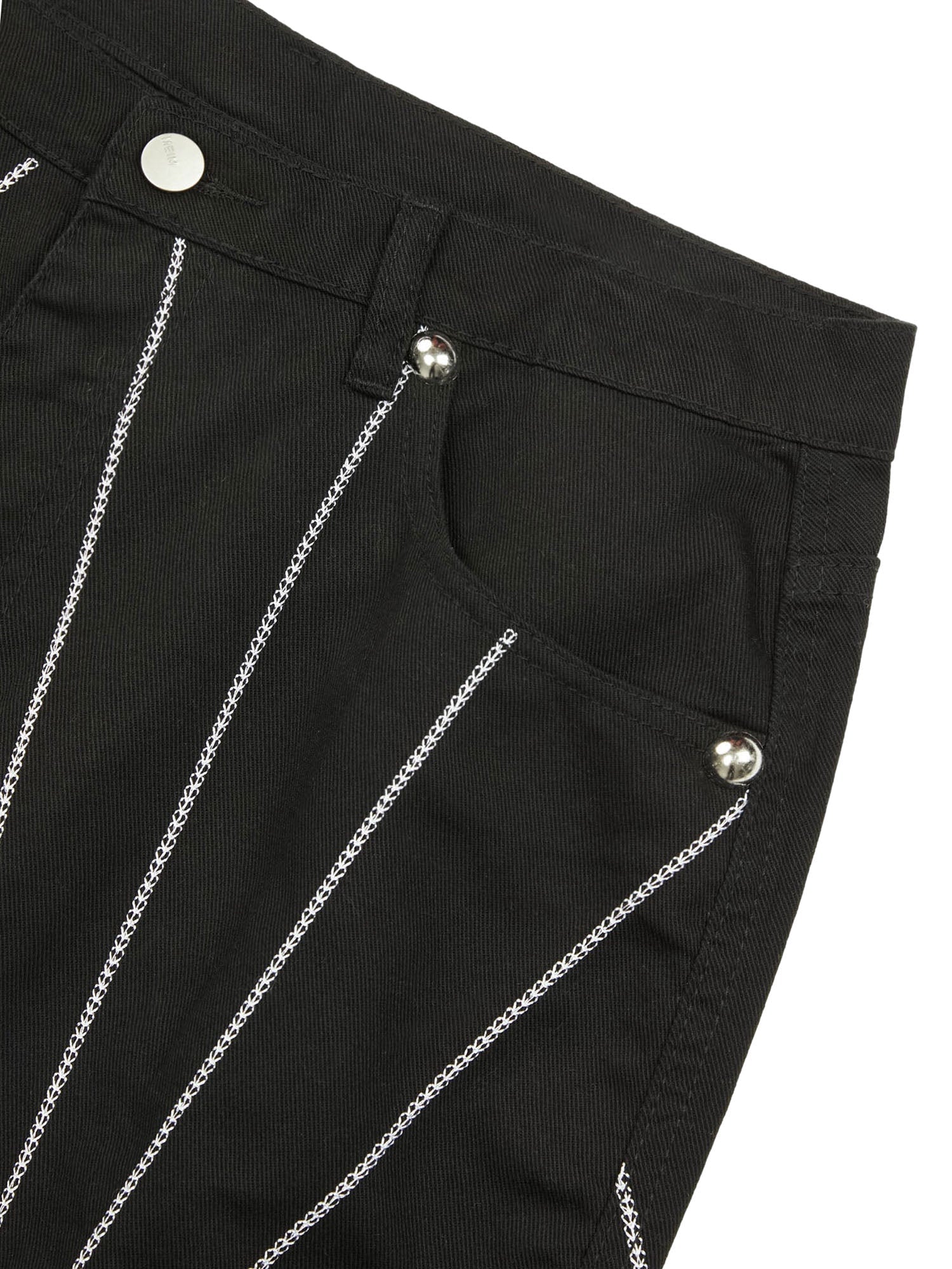 Sneakerhill Heavy Spider Web Embroidered Topstitch Jeans/French trousers SP240306N4Y9