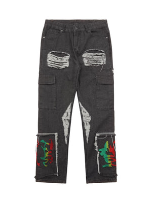 Sneakerhill Destruction Brushed Hip Hop Embroidered Jeans SP2403028V8Q