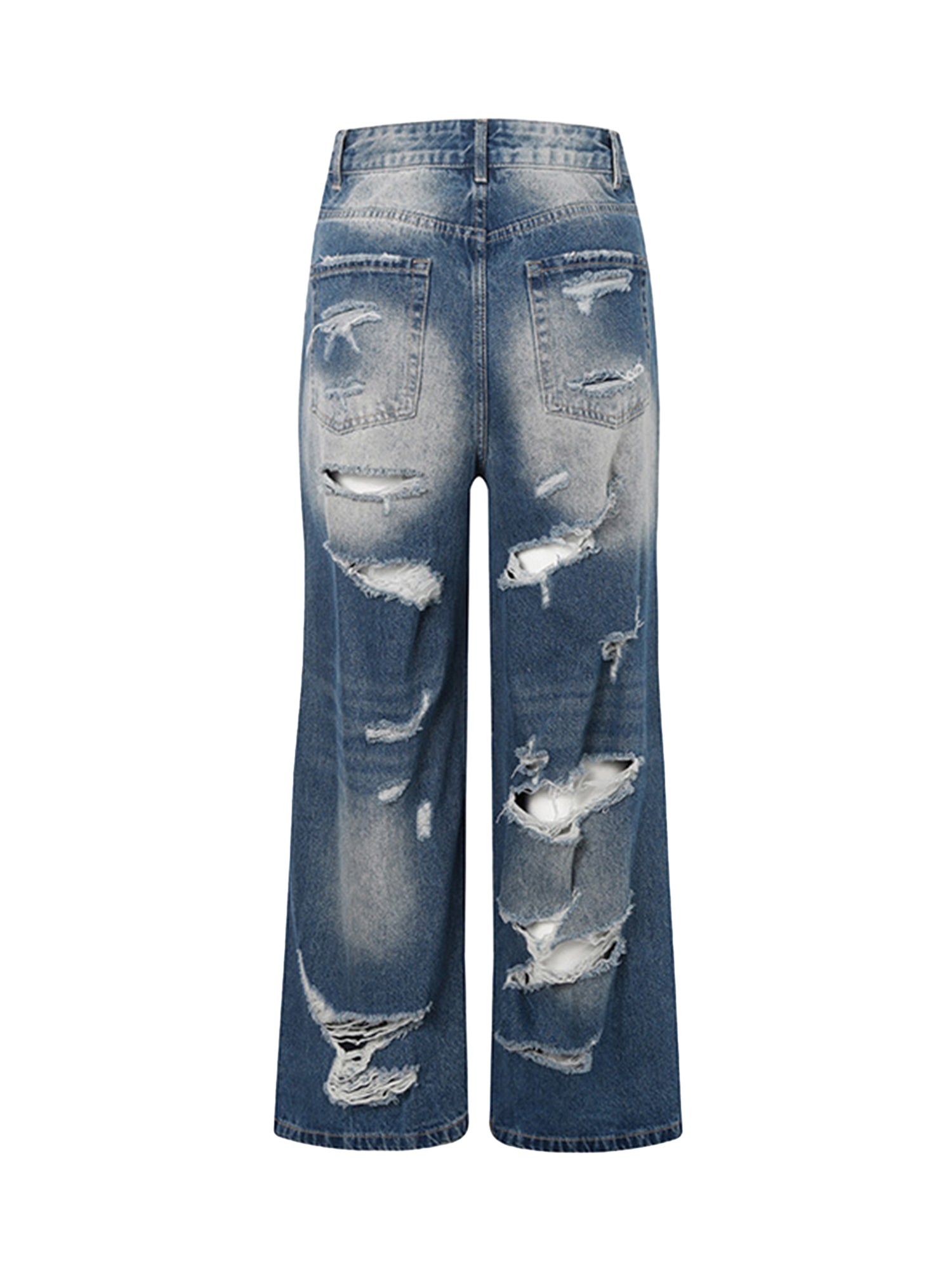 High Street Heavy Duty Ripped Washed Straight Jeans - sneakerhillcom