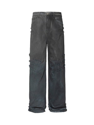 Dirty Wash Design Fleece Straight Leg Jeans - sneakerhillcom