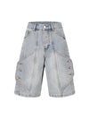 Sneakerhill High Street Washed Distressed Denim Shorts SP240527OIW7