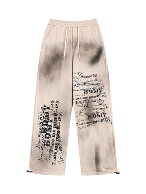 High Street Spray Printed Casual Sweatpants SP240327A8HD