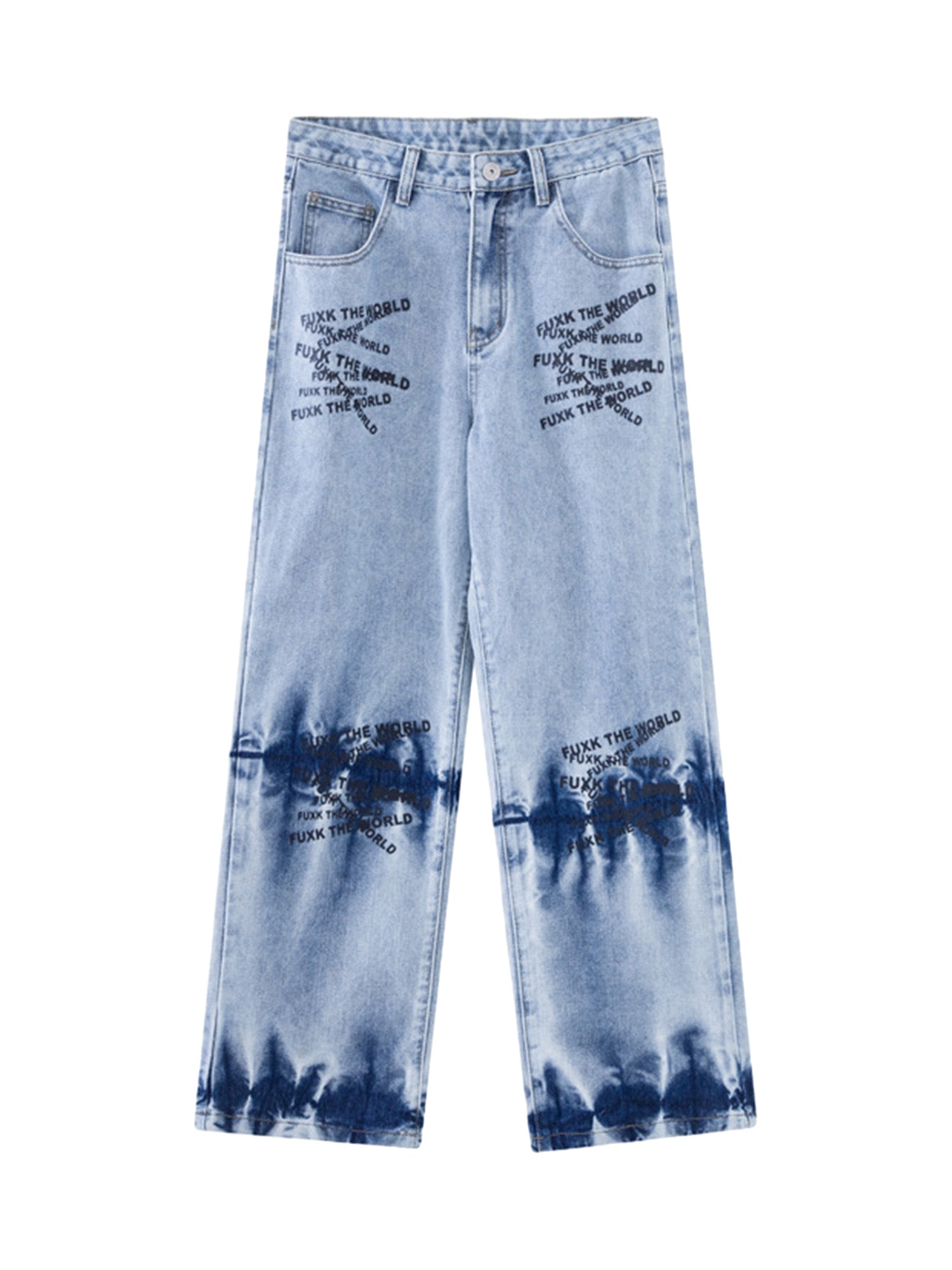 Niche Design Letter Embroidered Tie-dye Gradient Jeans - sneakerhillcom