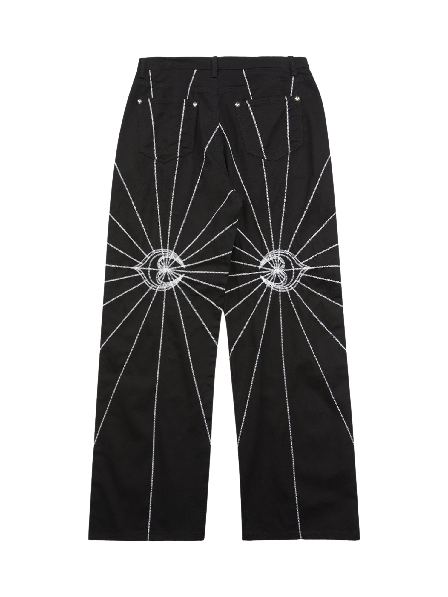 Sneakerhill Heavy Spider Web Embroidered Topstitch Jeans/French trousers SP240306N4Y9