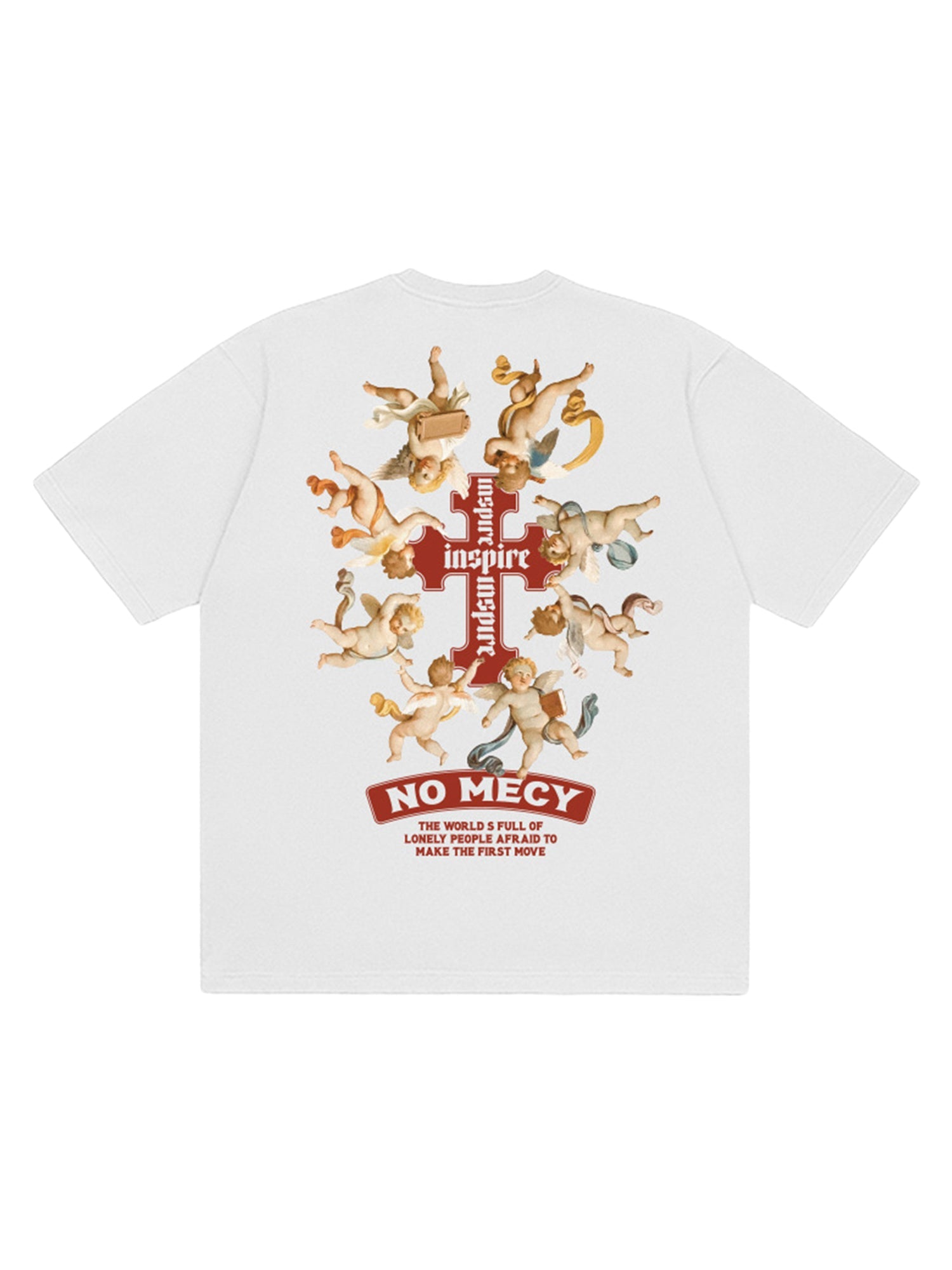 Vintage Angel Cross Print Hip-pop T-shirt