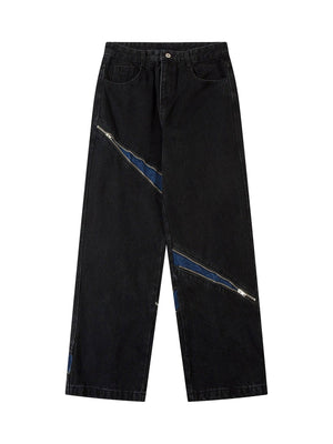 High Street Zipper Design Washed Jeans - sneakerhillcom