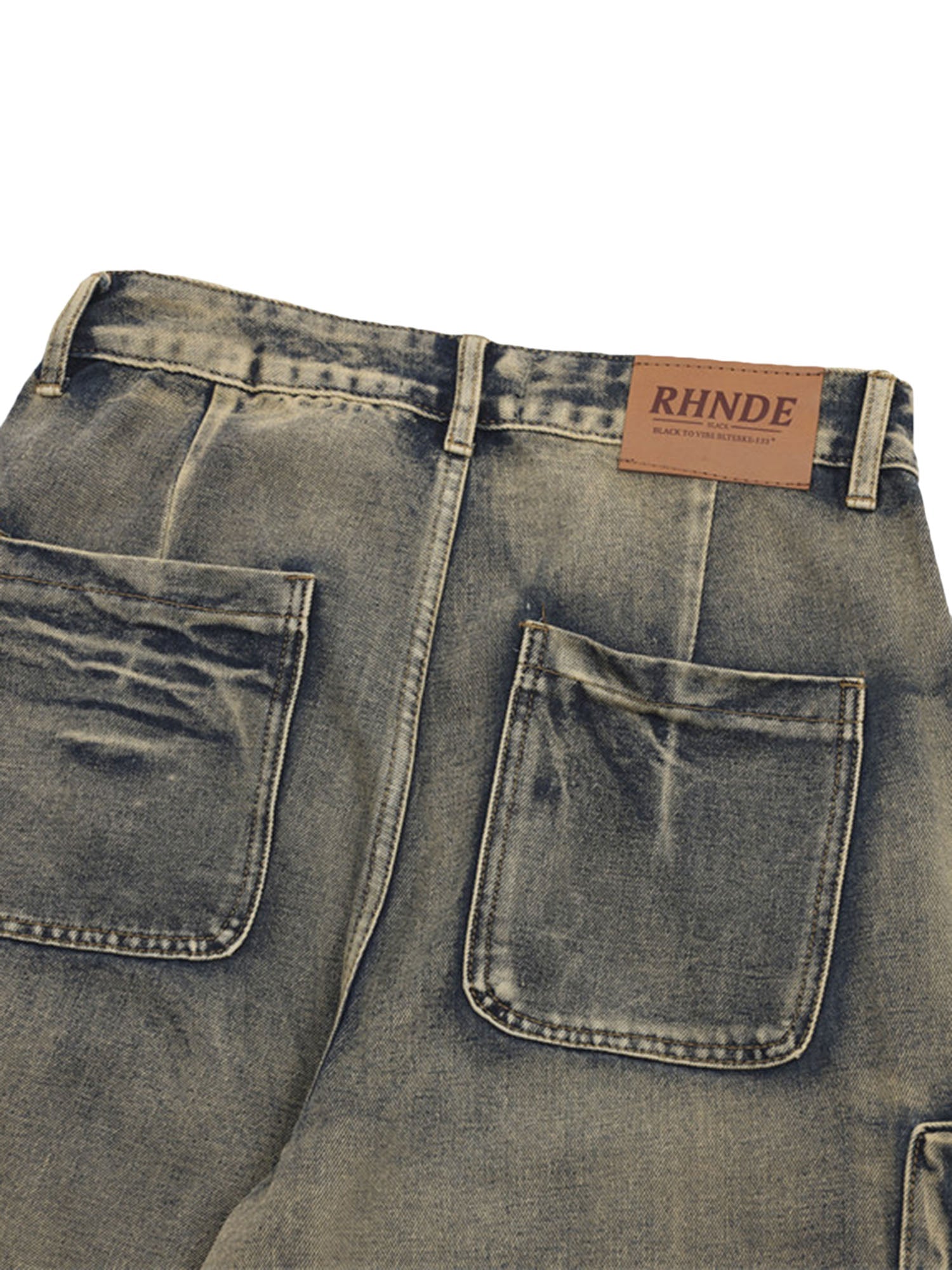 Wasteland Style Multi-pocket Washed Denim Jeans - sneakerhillcom