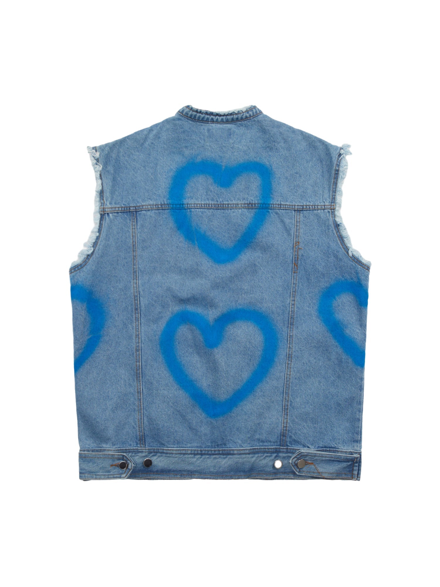 American Spray-painted Love Sleeveless Denim Jacket - 1972 - sneakerhillcom