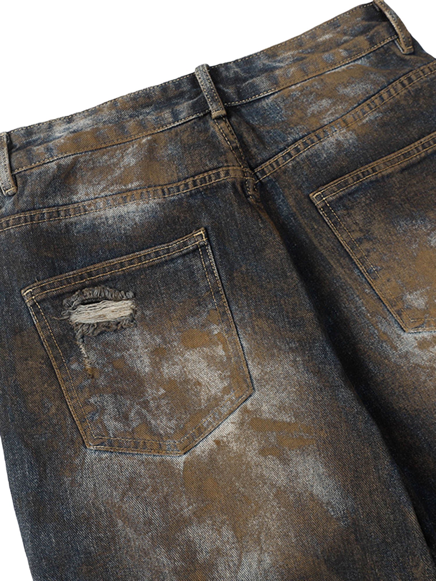 Heavy Duty Ripped Washed Straight Jeans - sneakerhillcom