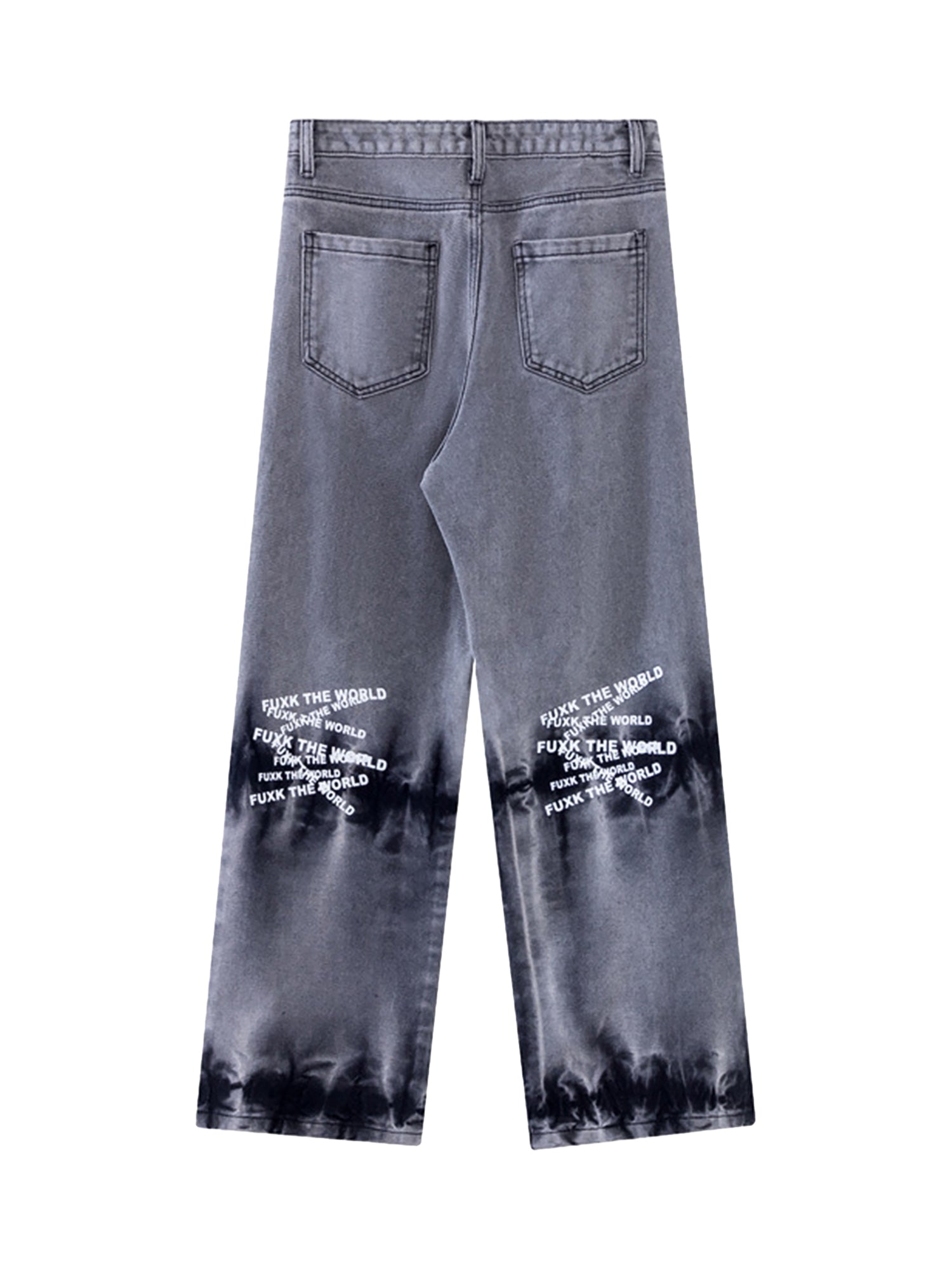 Niche Design Letter Embroidered Tie-dye Gradient Jeans - sneakerhillcom