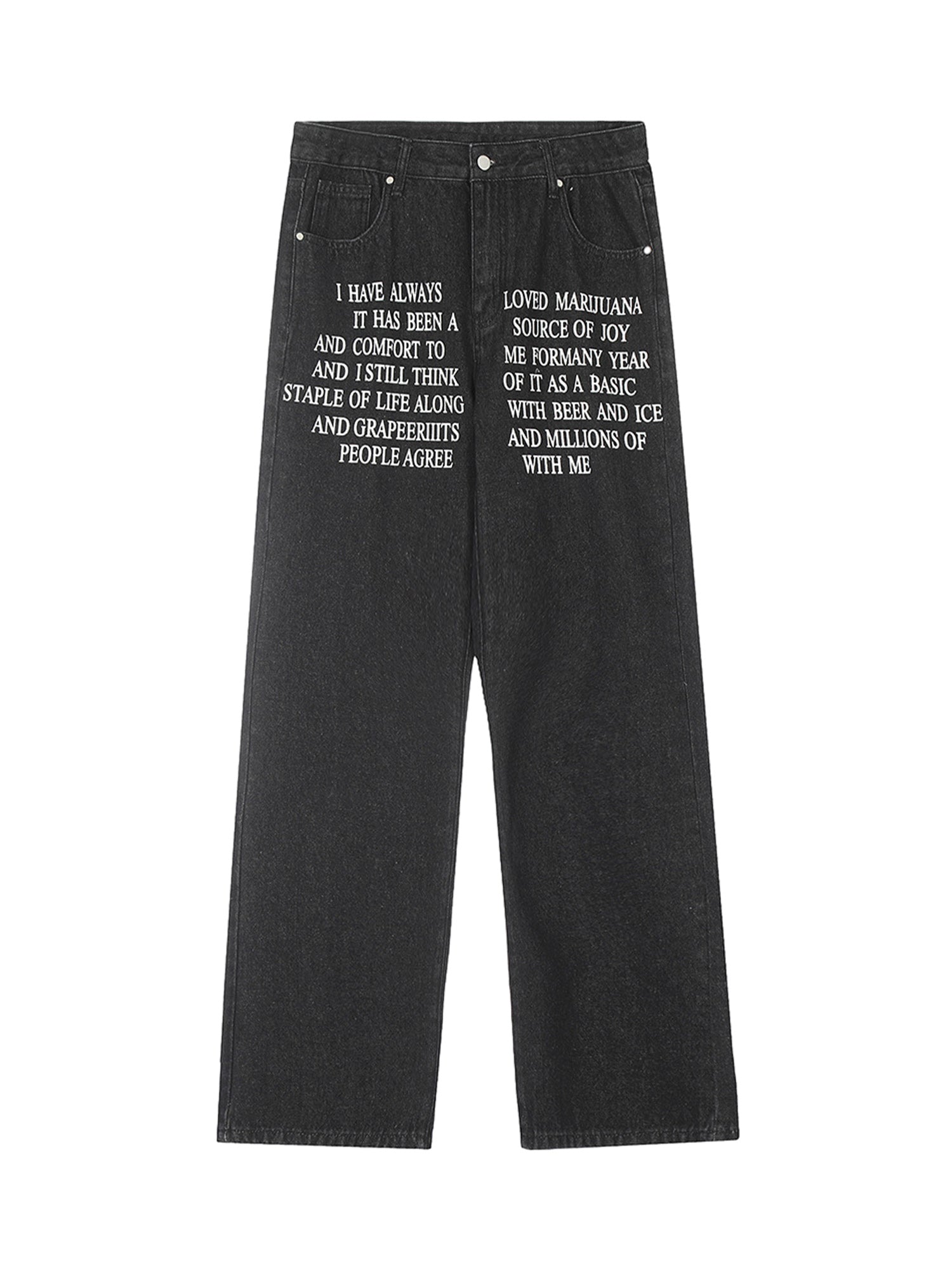 Sneakerhill Letter Embroidery Hip-Hop Washed Jeans - sneakerhillcom