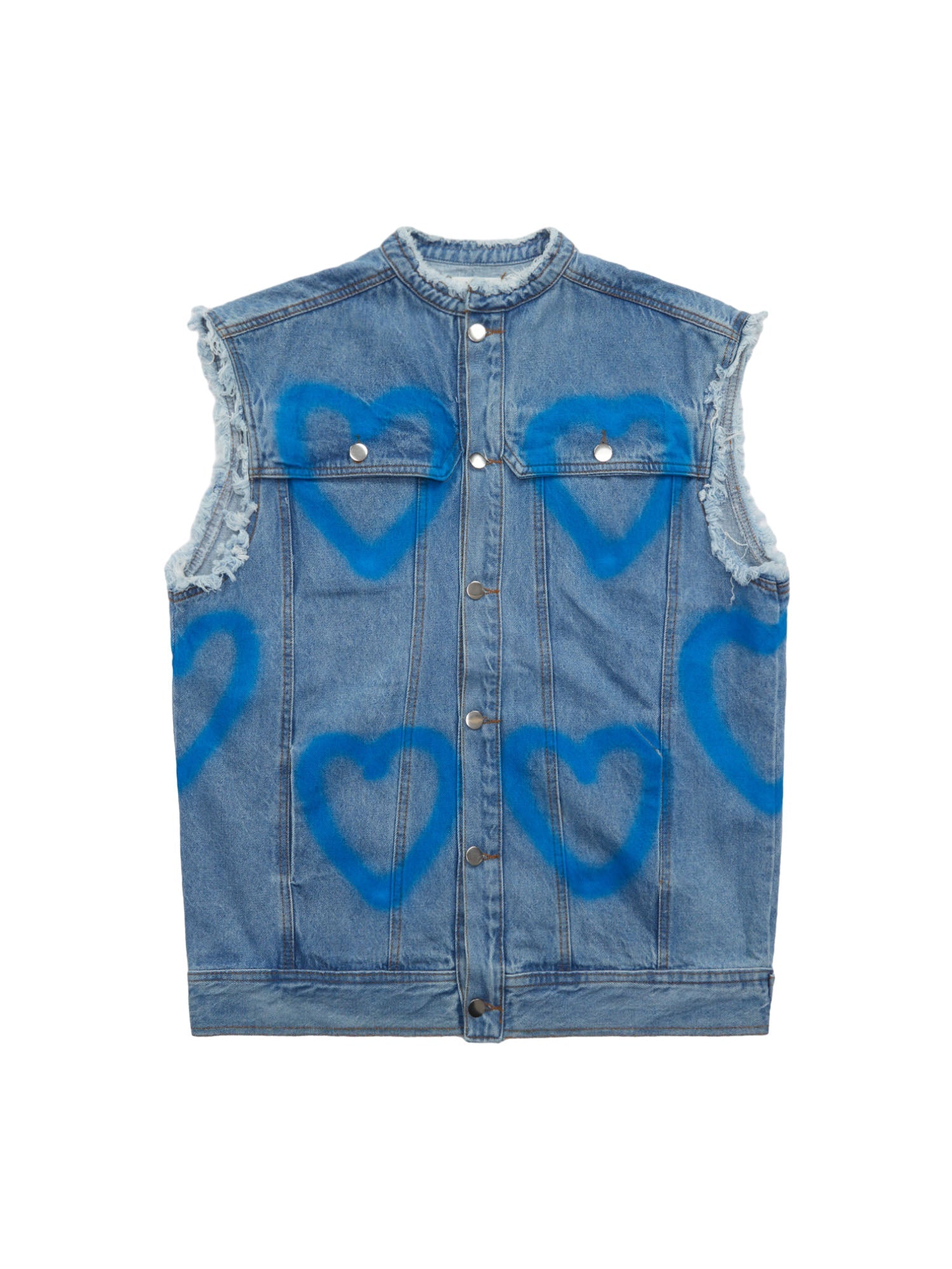 American Spray-painted Love Sleeveless Denim Jacket - 1972 - sneakerhillcom