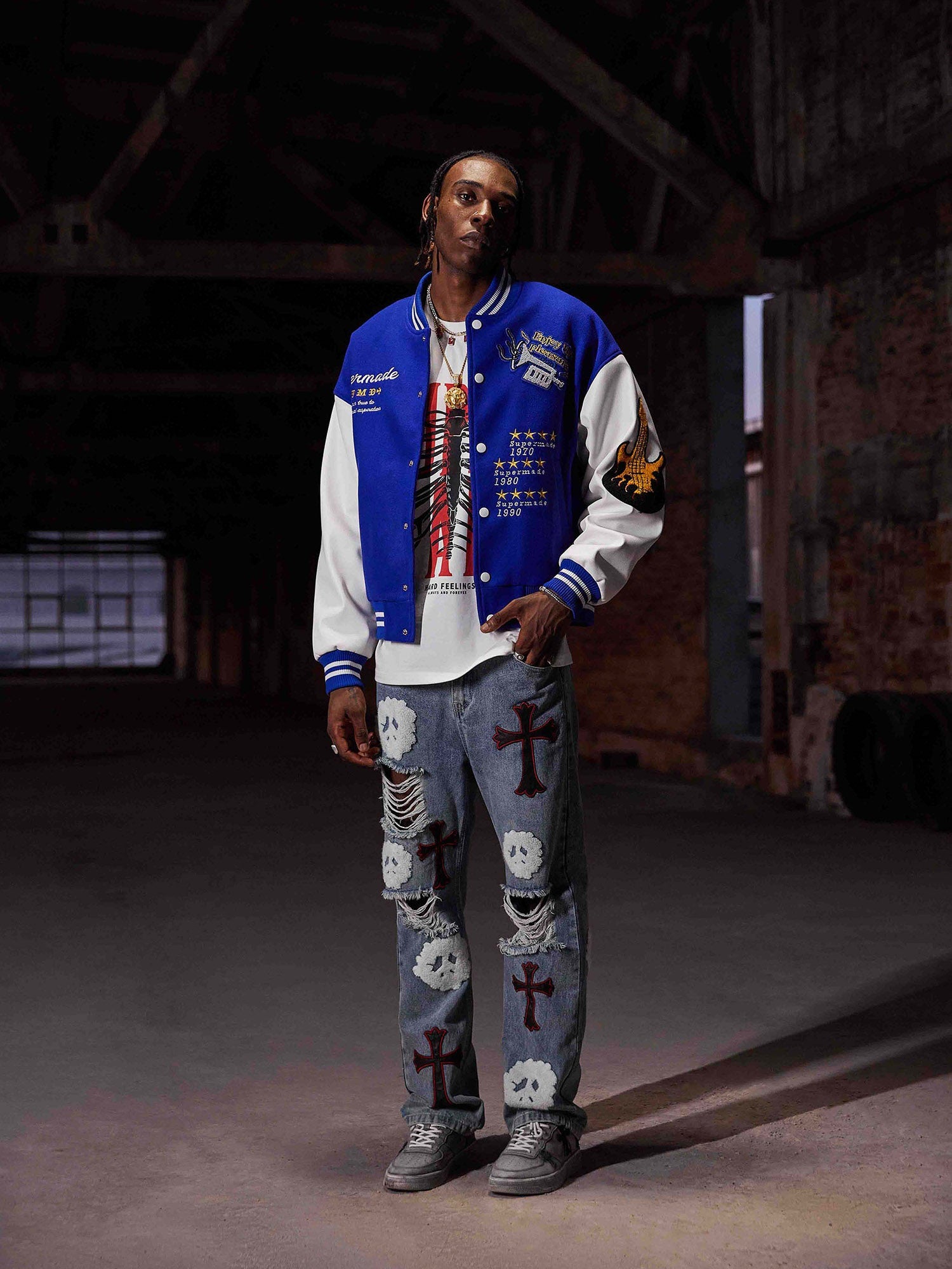 The Supermade Embroidered Baseball Jacket -1319 - sneakerhillcom