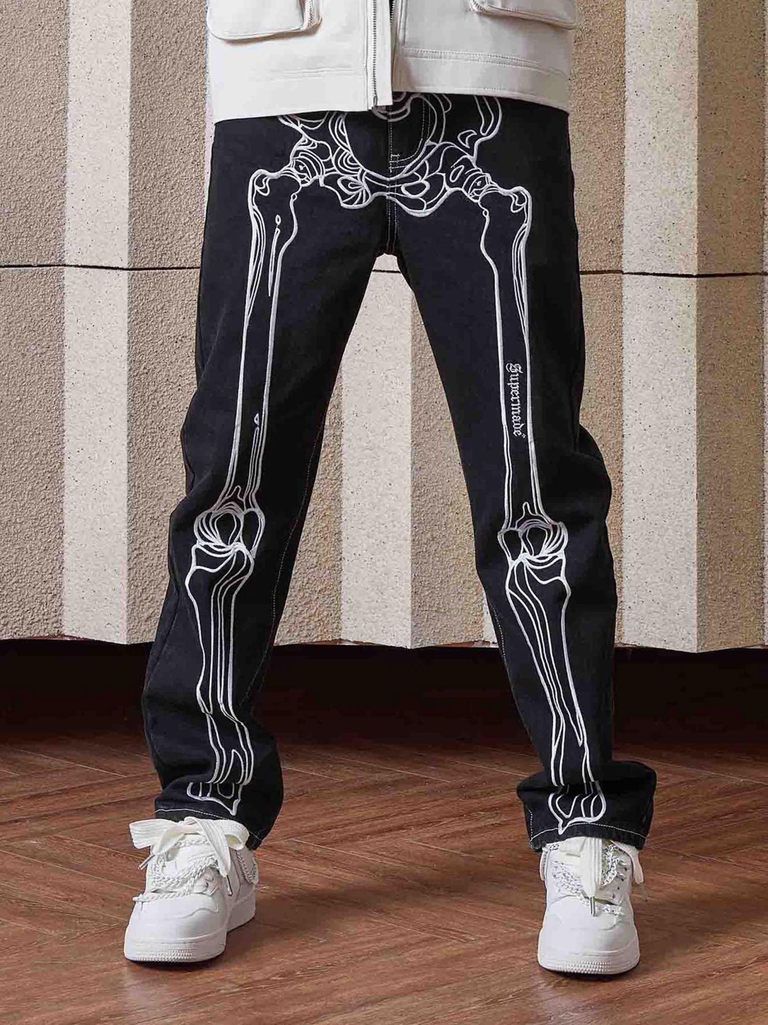 Sneakerhill Hip Hop Bones Embroidered Jeans - 1859 SP2310067QVH