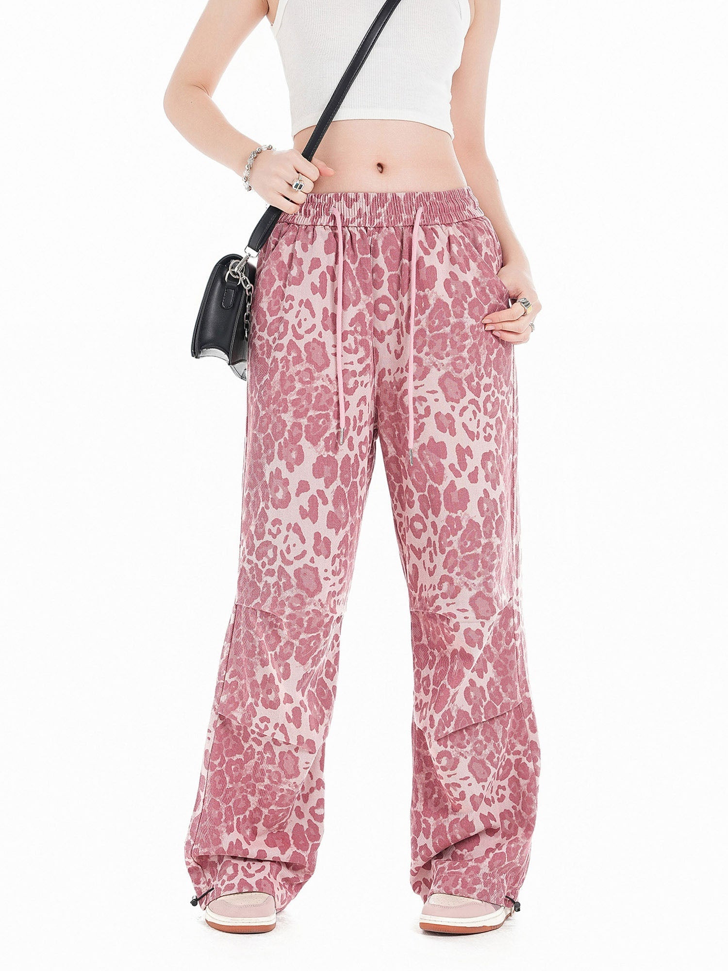 Sneakerhill Retro Leopard Print Pink Casual Pants SP2404202BLS