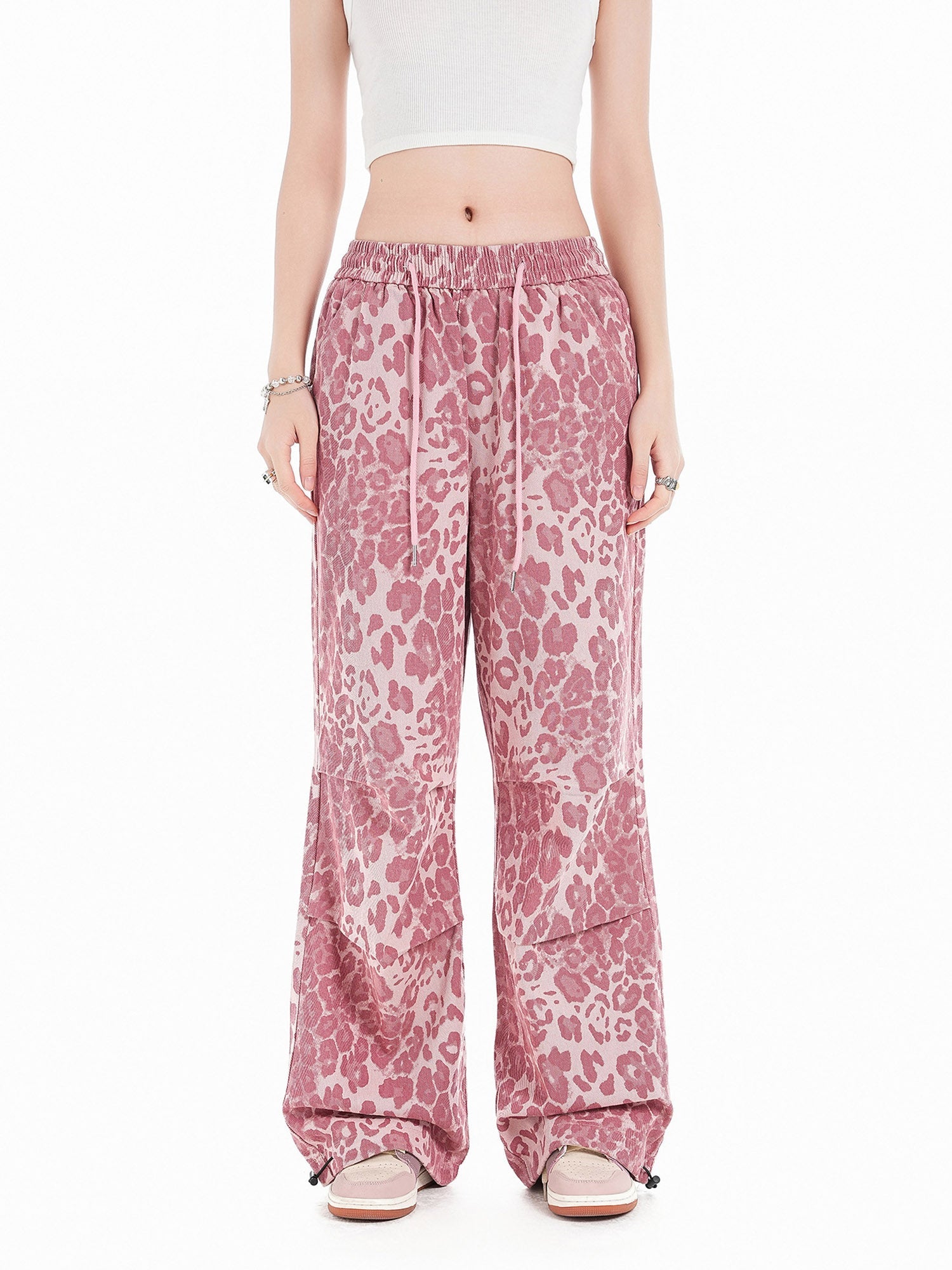 Sneakerhill Retro Leopard Print Pink Casual Pants SP2404202BLS