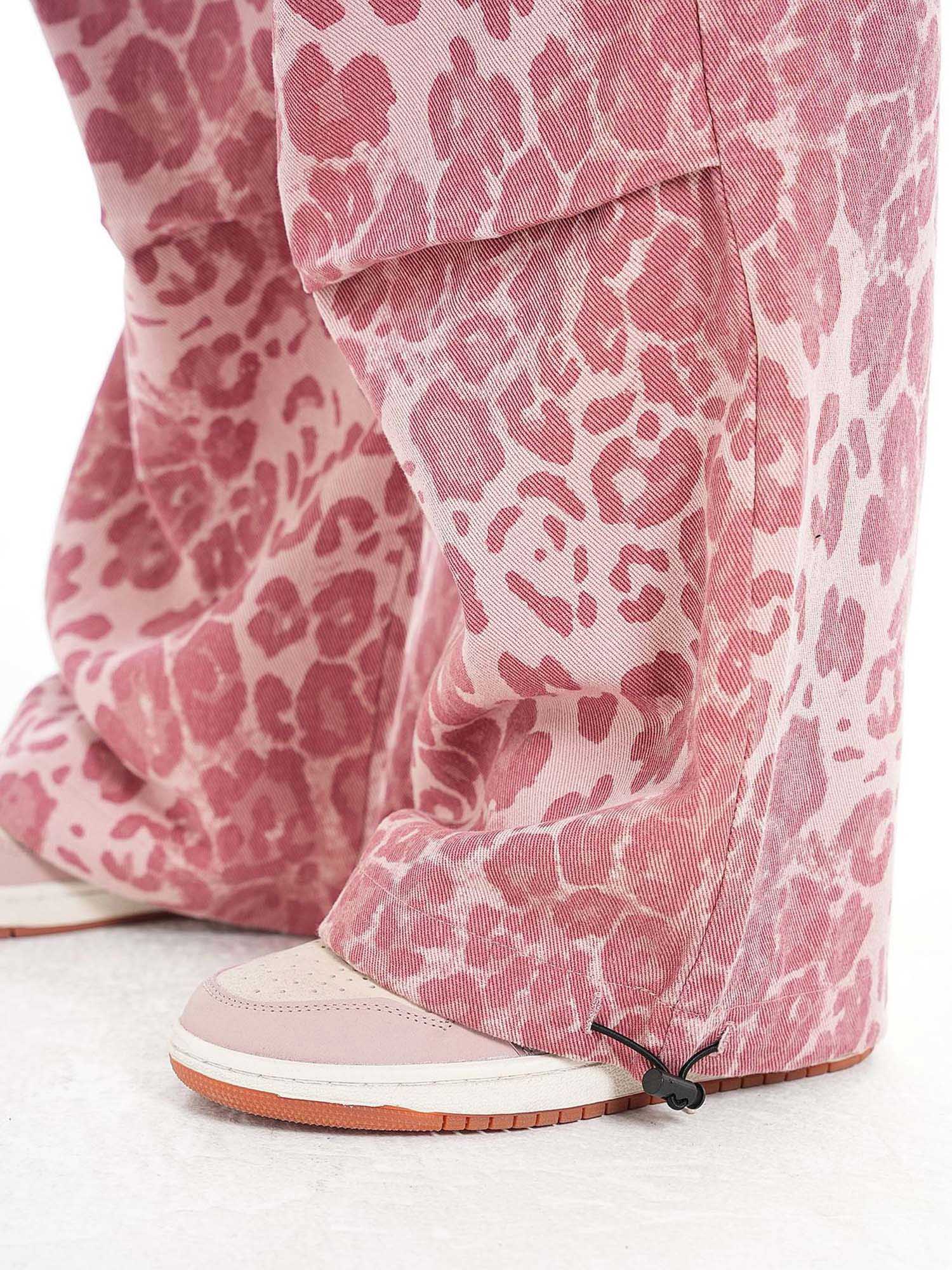 Sneakerhill Retro Leopard Print Pink Casual Pants SP2404202BLS